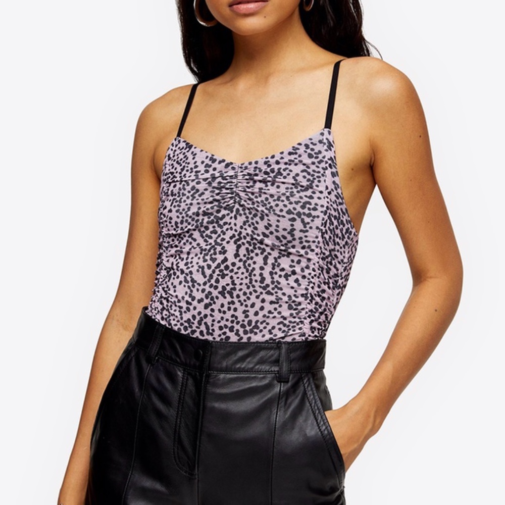 Topshop Spotted Ruched Bodysuit